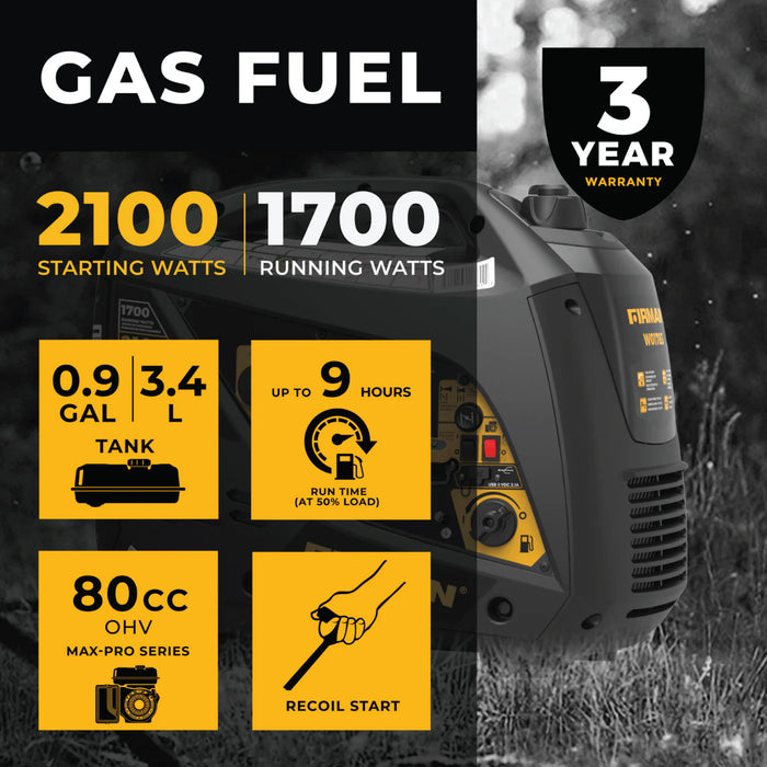 Firman | Inverter Portable Generator | 2100W Recoil Start