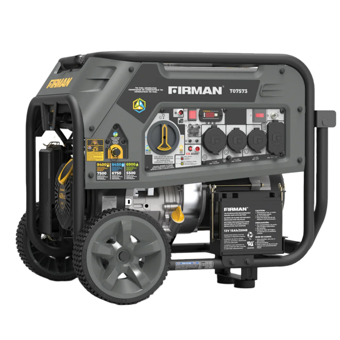 Firman | Tri Fuel Portable Generator | 9400W Electric Start 120/240V with CO Alert