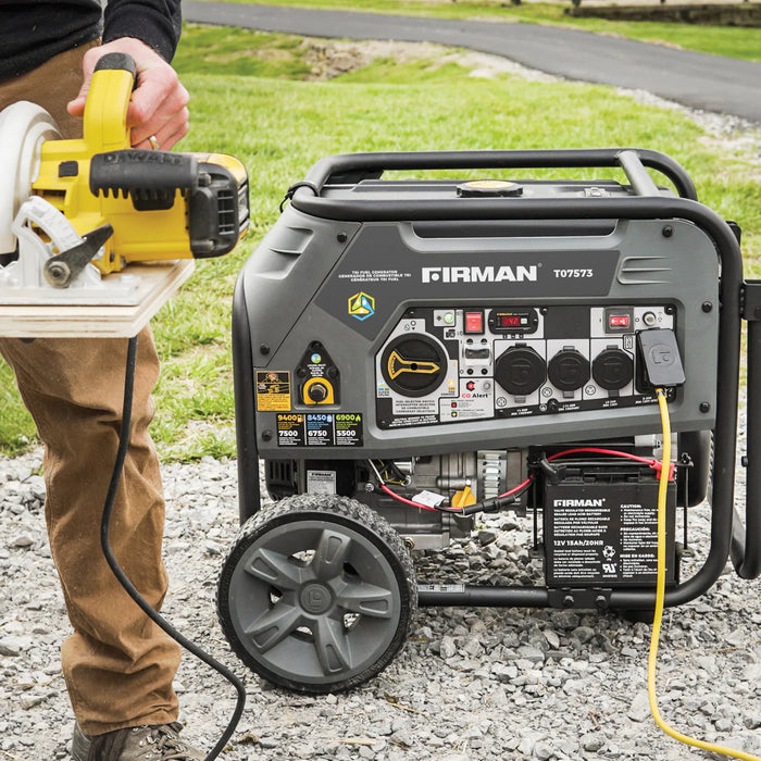 Firman | Tri Fuel Portable Generator | 9400W Electric Start 120/240V with CO Alert