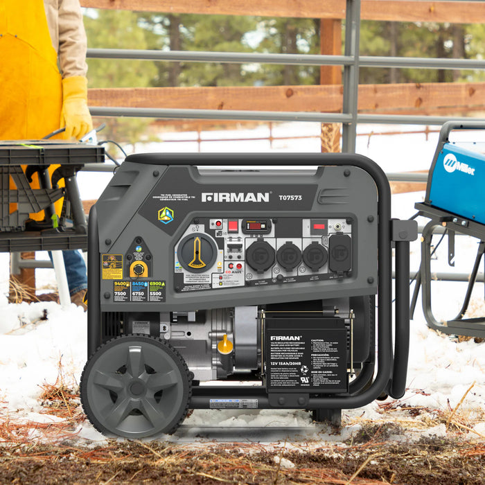 Firman | Tri Fuel Portable Generator | 9400W Electric Start 120/240V with CO Alert