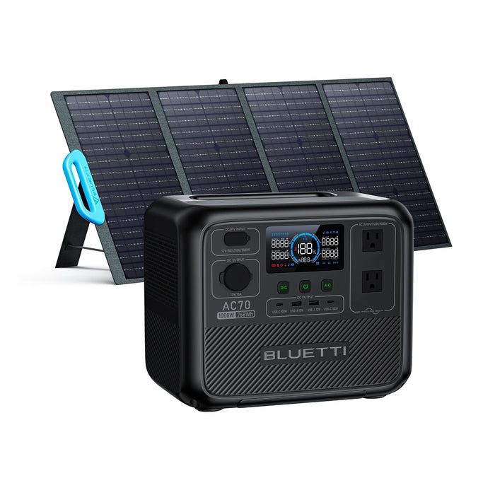 BLUETTI AC70 Portable Solar Generator and PV120 Panel | Solar Power Station | Solar Generator