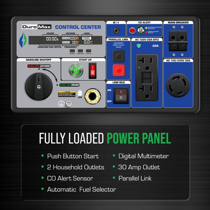 Duromax | 7,000-Watt Portable Dual Fuel Inverter Generator | XP7000iH Portable Generator