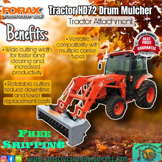Forax | Tractor HD72 Drum Mulcher | Tractor Attachments