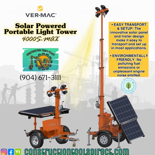 Ver-Mac | Solar Powered Portable Light Tower PSLT-4000S-MAX | Light Towers