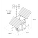Technical drawing of a solar panel system with dimensions labeled