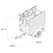 Technical drawing of a mobile platform with dimensions labeled